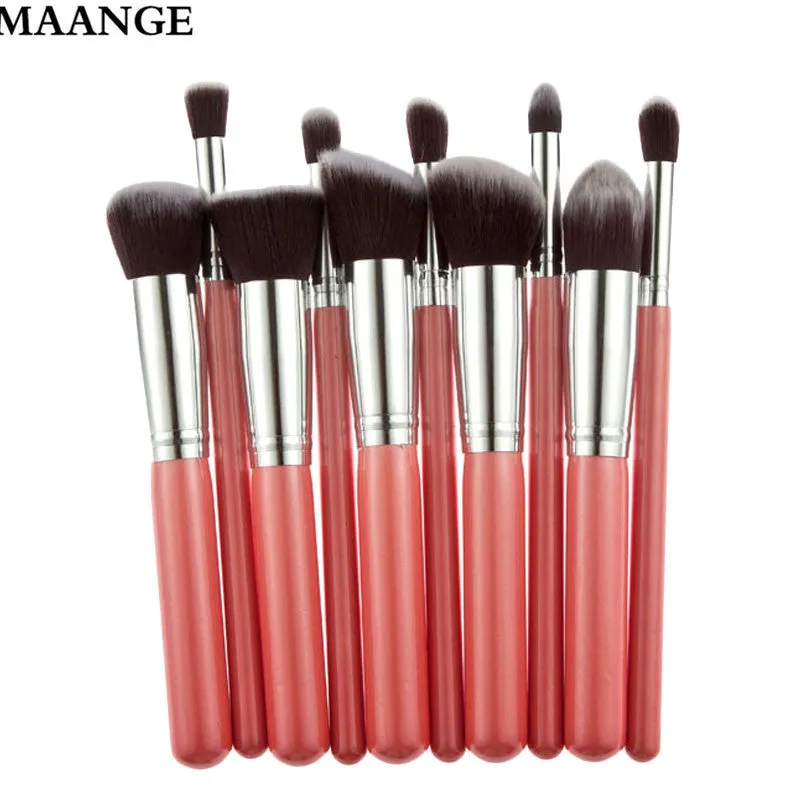 10PCS Maange makeup brushes Professional Wood toothbrush maquiagem Foundation Eyeshadow makeup brush cosmetics Tools