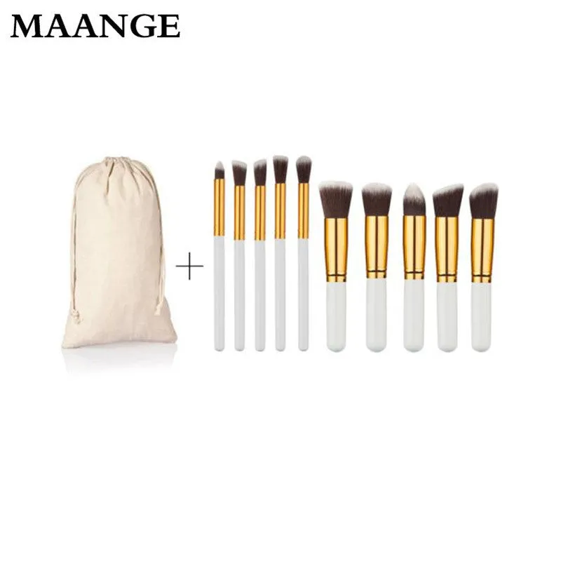 10PCS Professional Maange makeup brushes Bag Foundation Powder Eyeshadow rose gold Wood makeup brush tools cosmetics