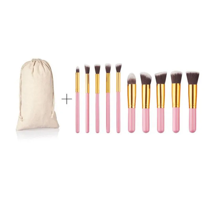 10PCS Professional Maange makeup brushes Bag Foundation Powder Eyeshadow rose gold Wood makeup brush tools cosmetics