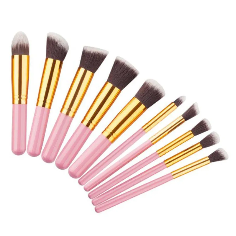 10PCS Professional Maange makeup brushes Bag Foundation Powder Eyeshadow rose gold Wood makeup brush tools cosmetics