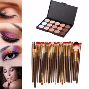 15 Colors professional concealer palette +20 pcs makeup brushes Party cream contour eyeshadow palettes brush concealer