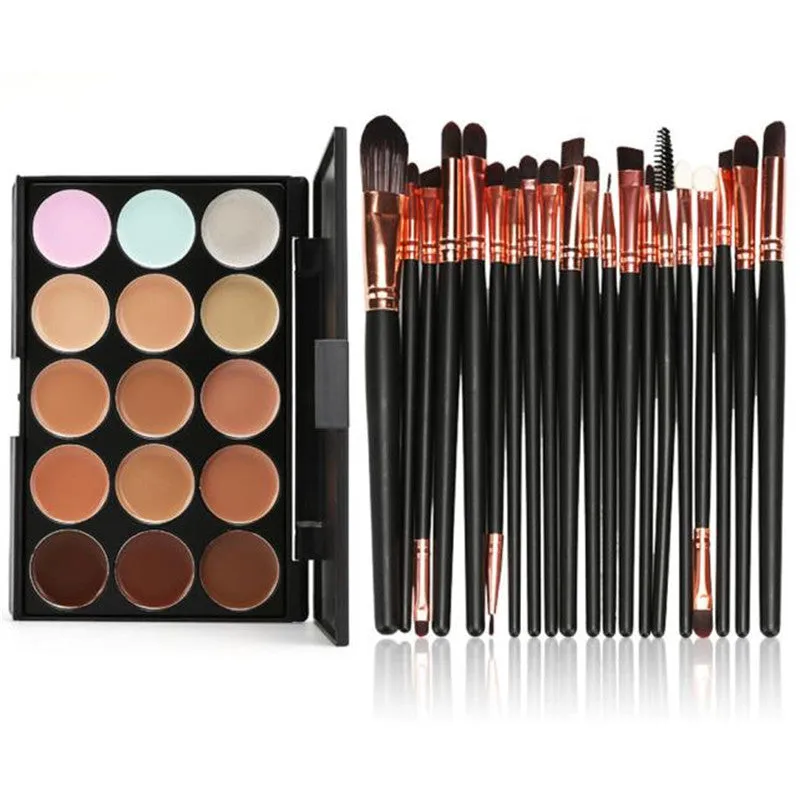 15 Colors professional concealer palette eyeshadow contouring make up Face cream contour palette + 20pcs makeup brushes