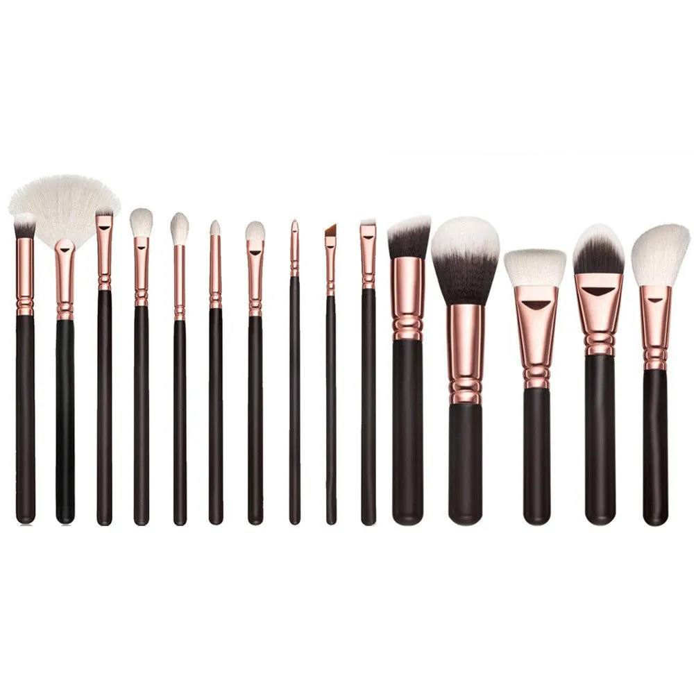 15PCS Maange Makeup Brushes Foundation Powder Eyeshadow eyelashes rose gold Powder Foundation ovale makeup brush cosmetics