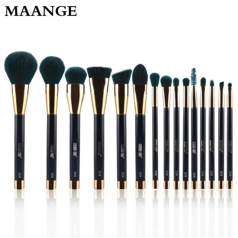 15PCS Maange Professional makeup brushes Cosmetics Wood pinceaux de maquillage Eyeshadow Foundation oval makeup brush Tool