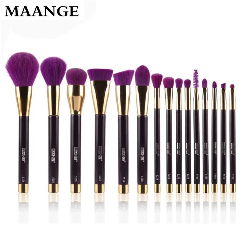 15PCS Maange Professional makeup brushes Cosmetics Wood pinceaux de maquillage Eyeshadow Foundation oval makeup brush Tool