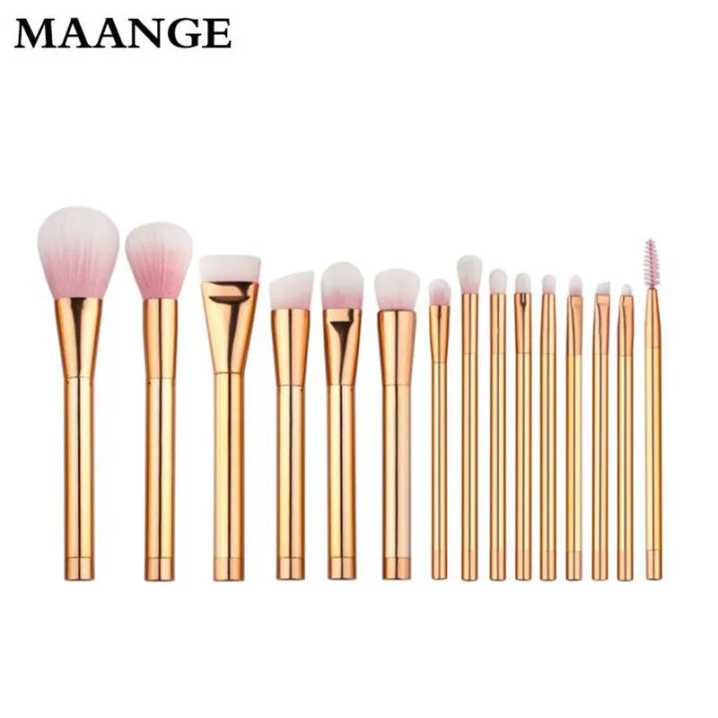 15PCS Maange Professional makeup brushes Cosmetics Wood pinceaux de maquillage Eyeshadow Foundation oval makeup brush Tool