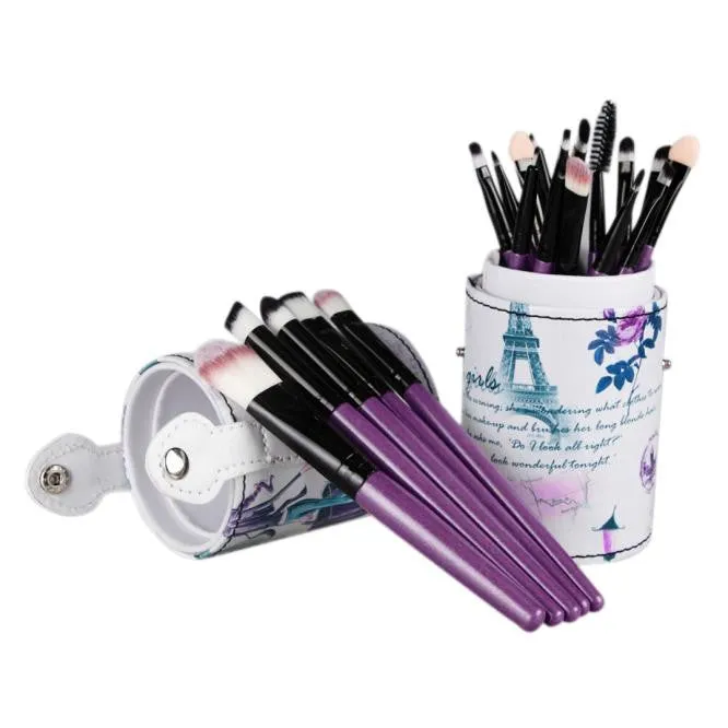 20pcs Makeup Toiletry Kit Pro Eyeshadow Face Brushes Cup Holder Case Powder Foundation Tool cosmetics Concealer Brush