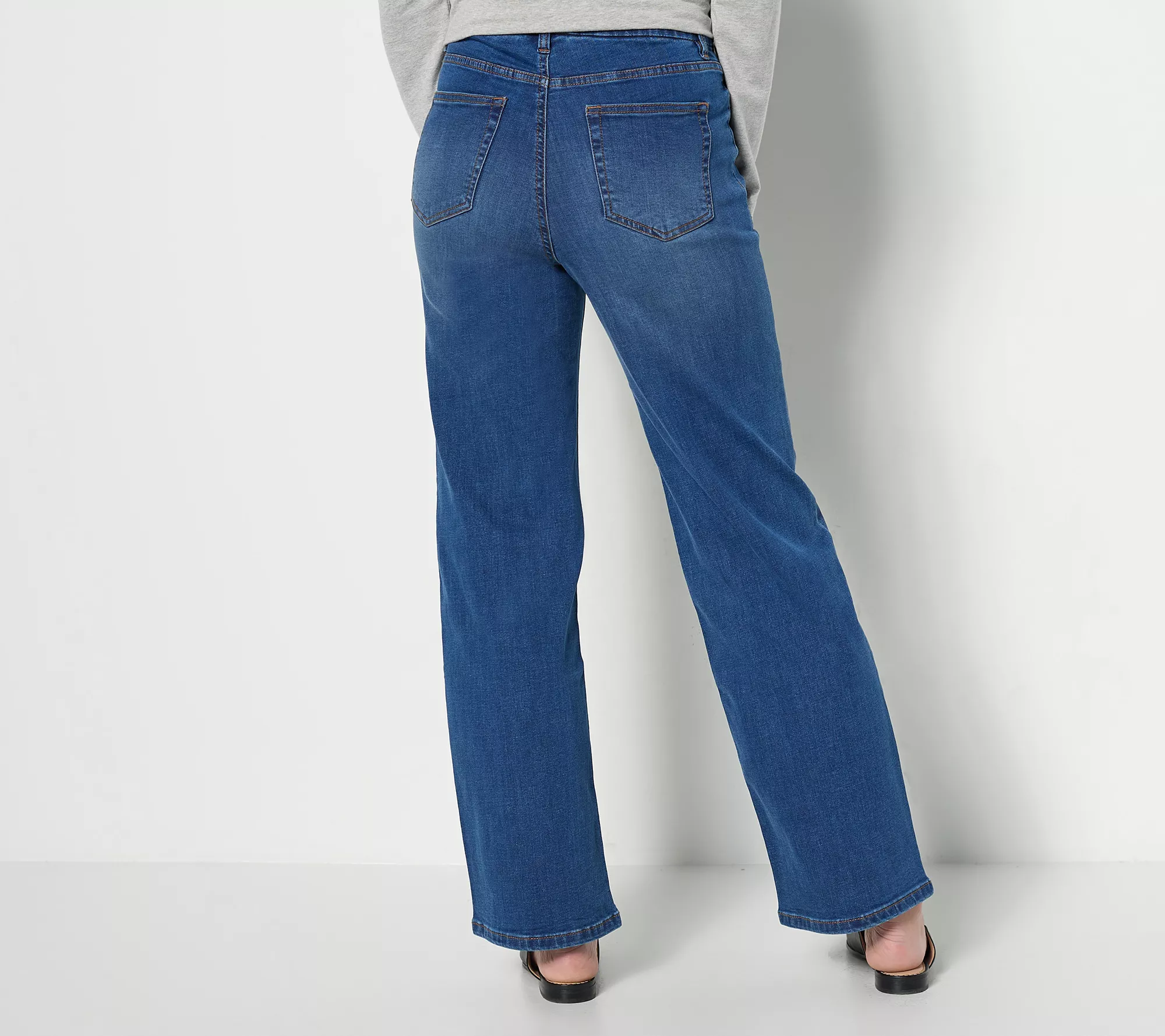 "As Is" Denim & Co. Easy Stretch Tall Wide Leg Jeans w/ Seam Details