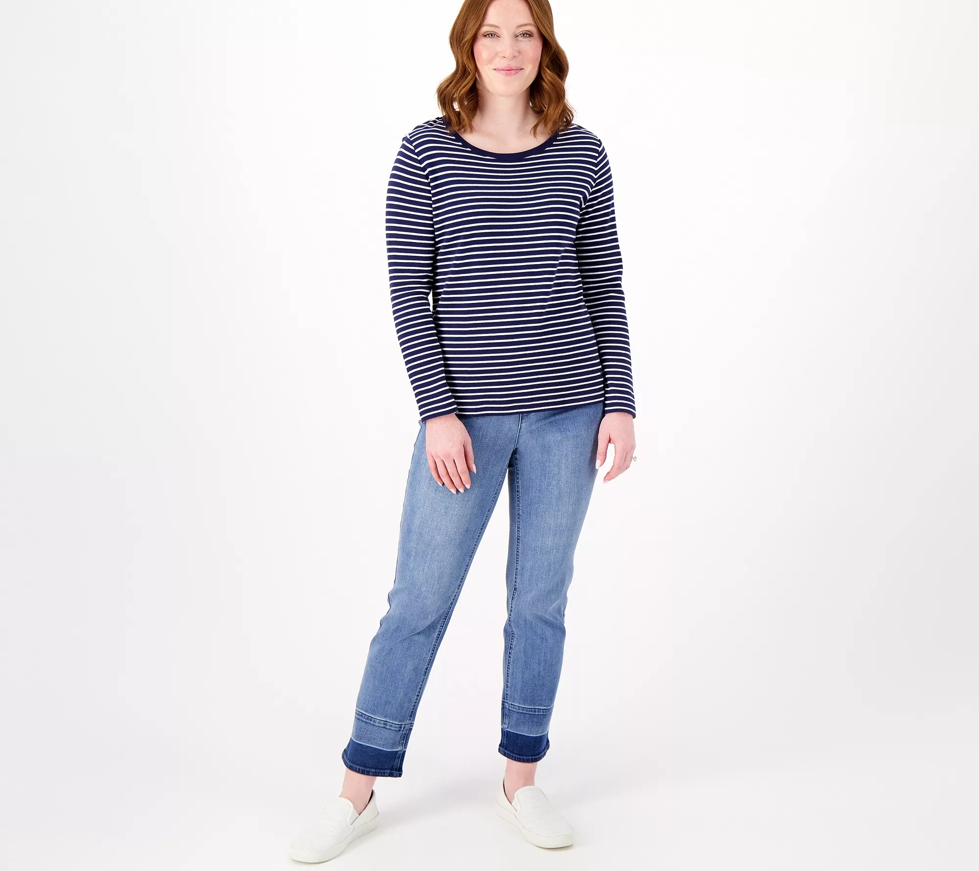 "As Is" Isaac Mizrahi Live! Reg Indigo True Denim Pull On Ankle Jeans