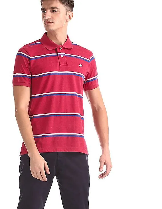 Aeropostale Striped Jersey Polo Shirt