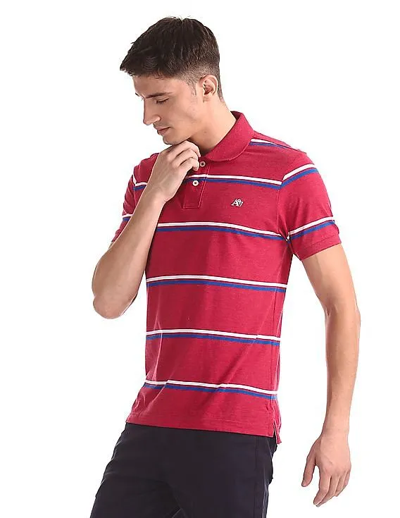 Aeropostale Striped Jersey Polo Shirt