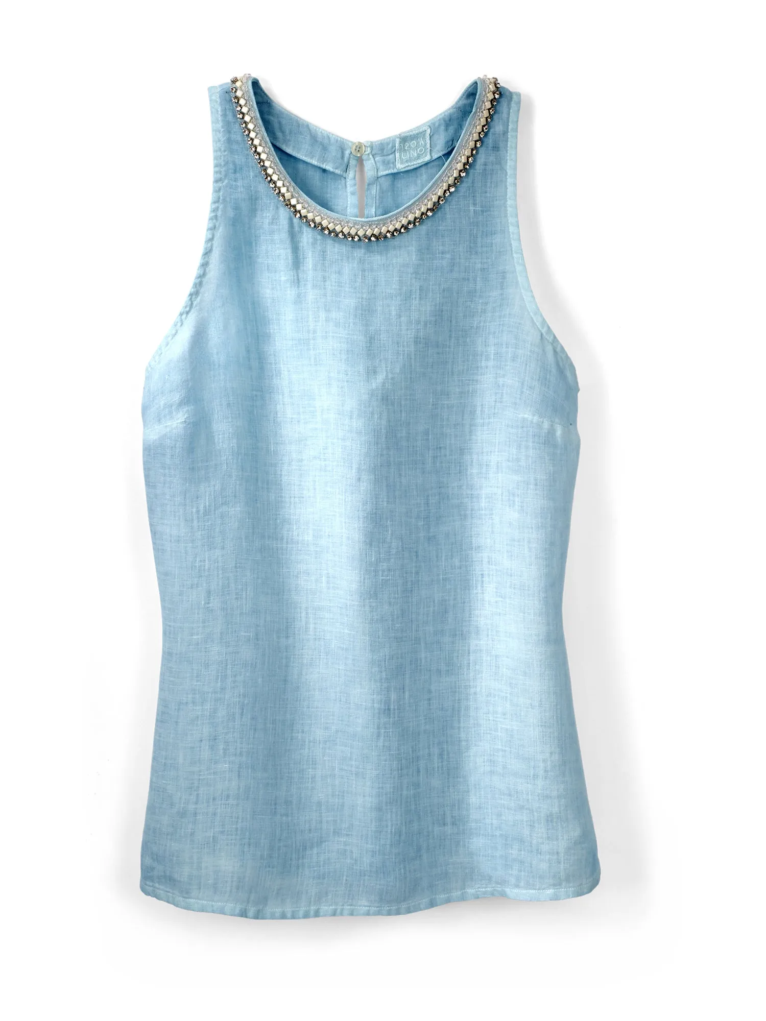 Alaya Jewel Sleeveless Linen Top