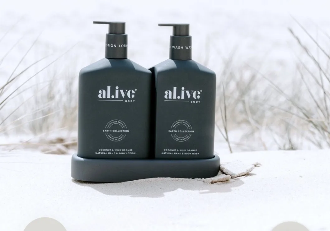 Al.ive Body Wash & Lotion Duo + Tray - Coconut & Wild Orange