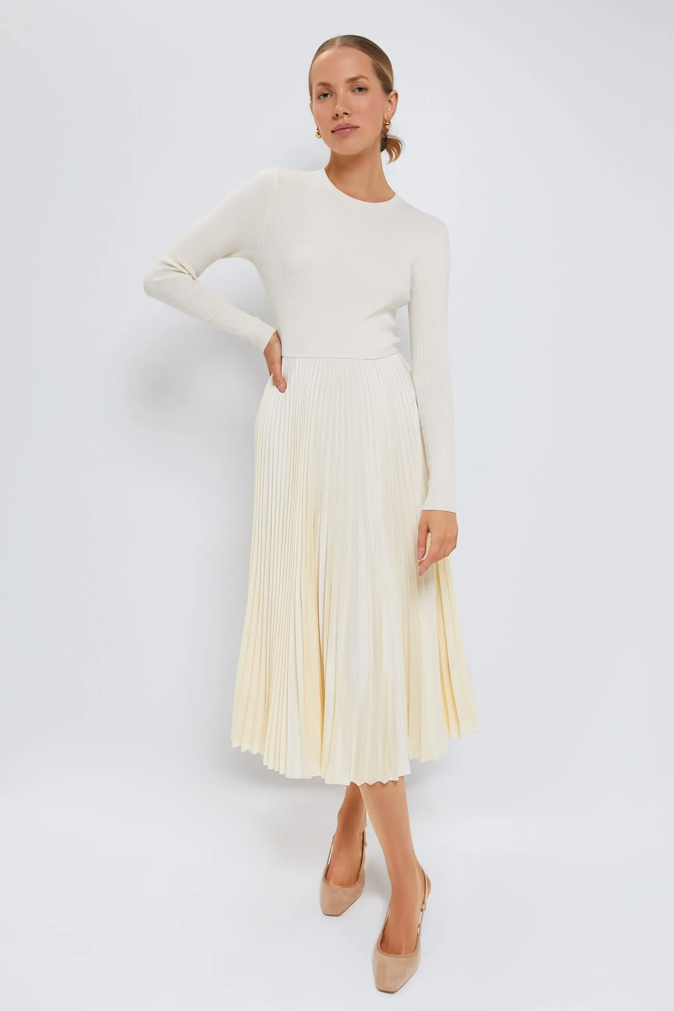 Authentic Cream Long Sleeve Day Dress