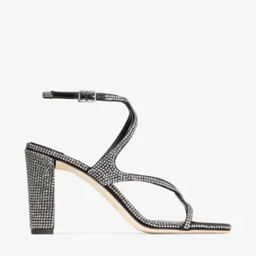 Azie 85 Black Satin Crystal Sandals