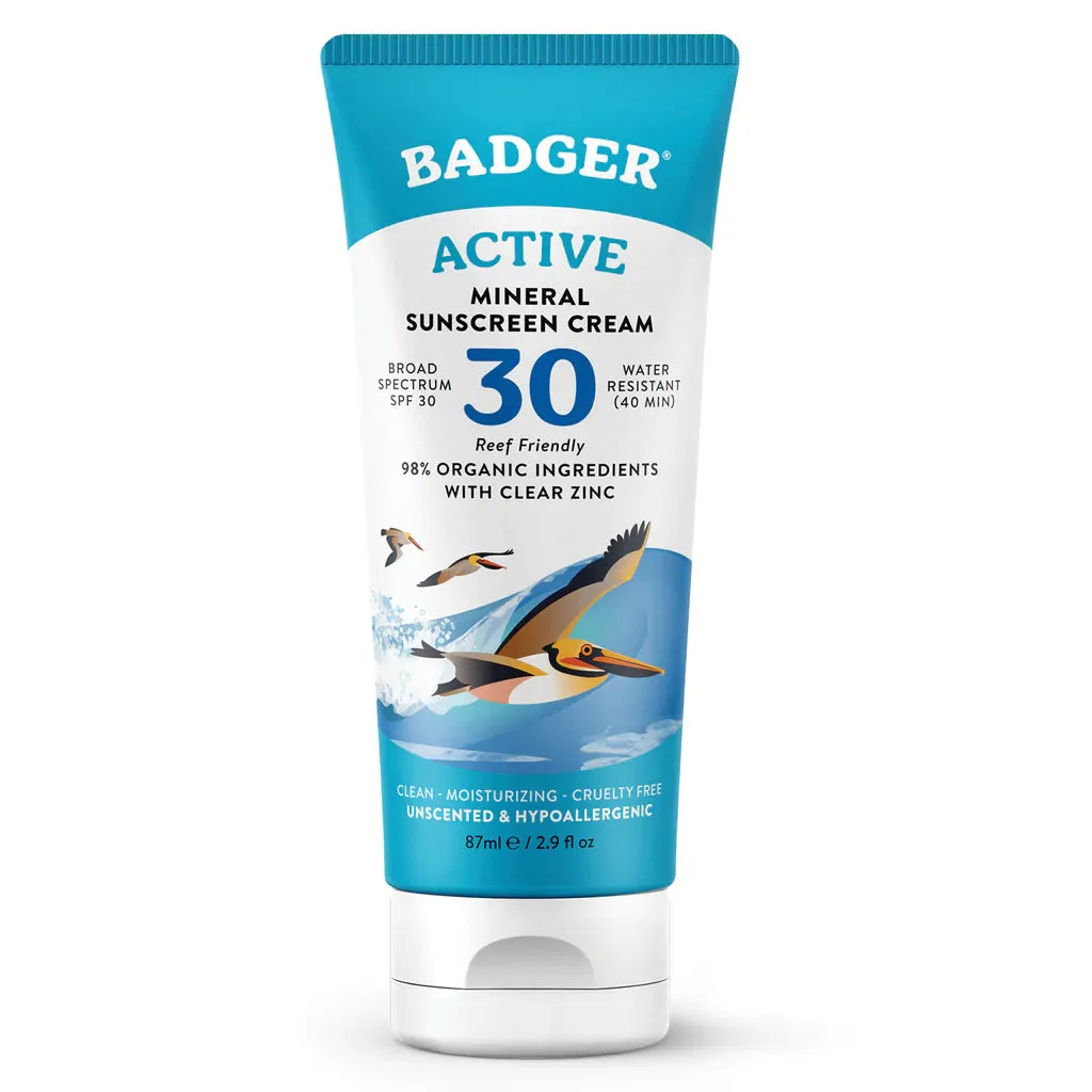 Badger Active Mineral Sunscreen Cream - SPF 30