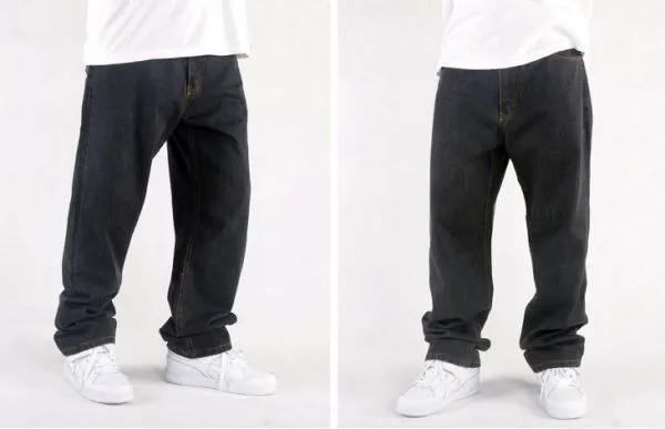 Baggy Hip Hop Jeans for Men with Back Pocket Embroidery