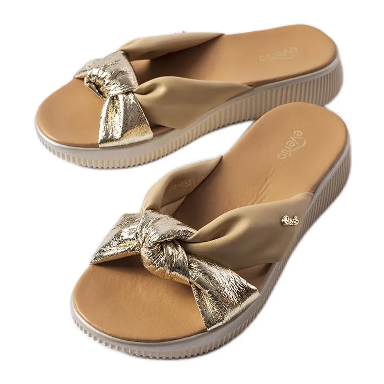 Beige and gold wedge sandals from Luce