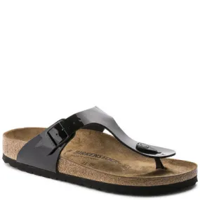 Birkenstock GIZEH BIRKO-FLOR Black Patent Sandals 