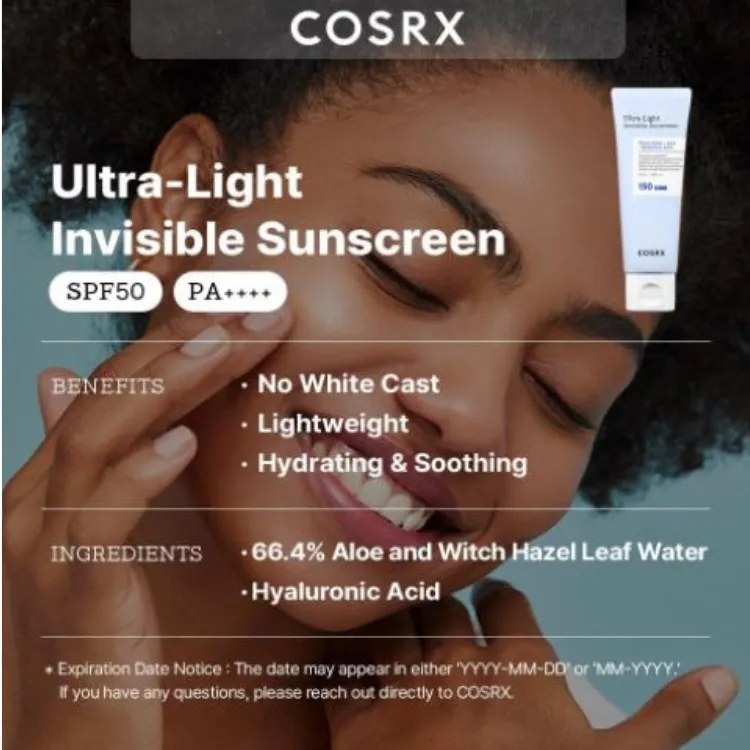 Cosrx Ultra-Light Invisible Sunscreen SPF50 PA ++++