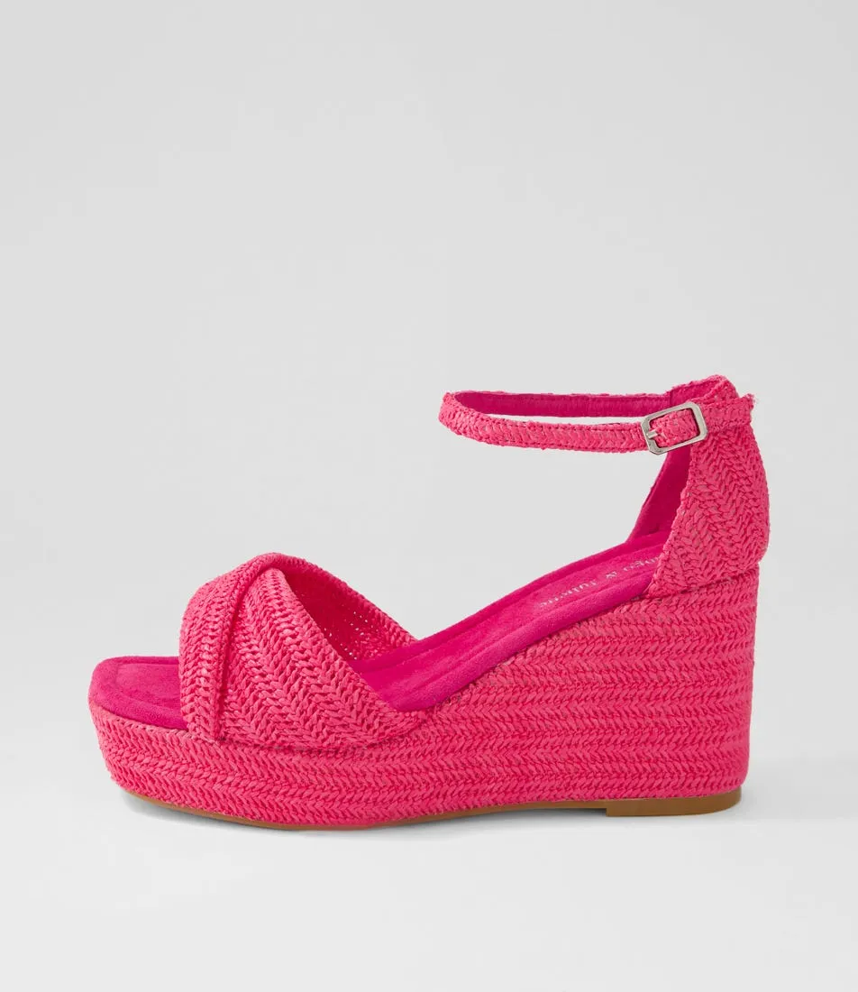 DJANGO & JULIETTE Cotton Fuchsia Synthetic Raffia Sandals