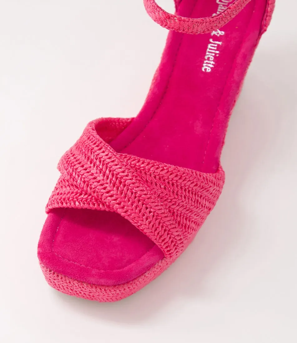 DJANGO & JULIETTE Cotton Fuchsia Synthetic Raffia Sandals