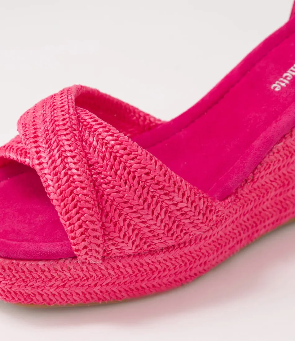 DJANGO & JULIETTE Cotton Fuchsia Synthetic Raffia Sandals