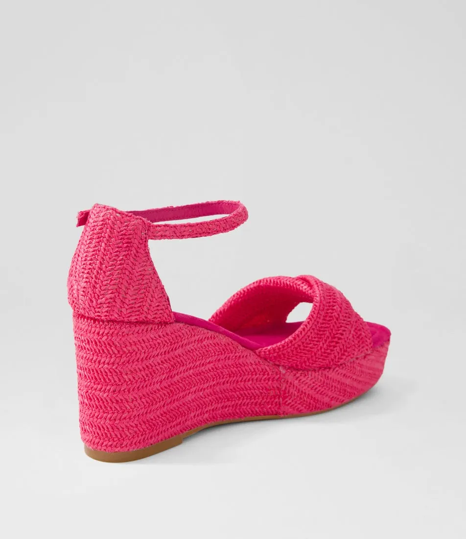 DJANGO & JULIETTE Cotton Fuchsia Synthetic Raffia Sandals