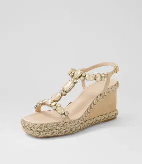 DJANGO & JULIETTE Vontey Latte Suede Jewels Sandals