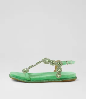 DJANGO & JULIETTE Yanni Lime Suede Jewels Sandals