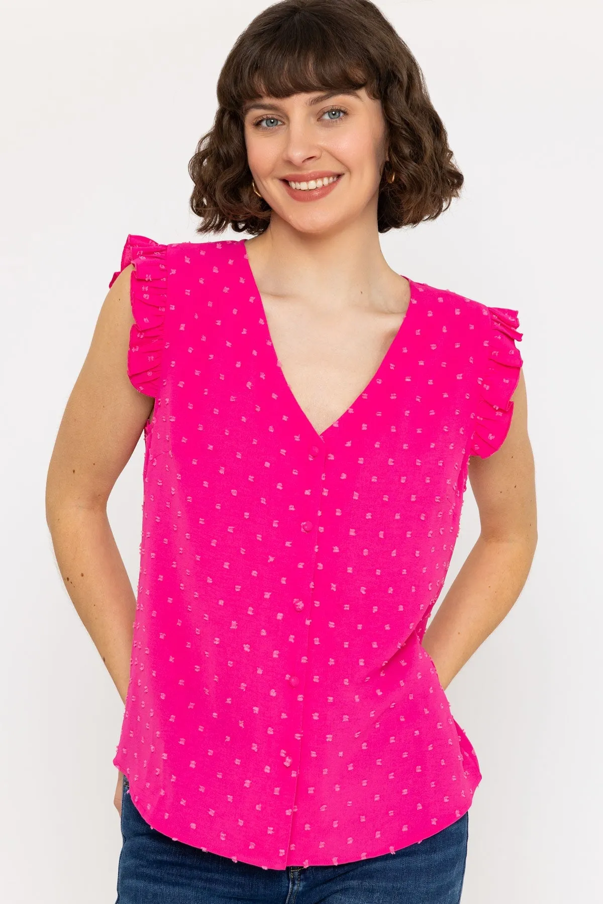 Dobby Sleeveless Top in Pink