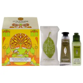 Essential Trio - Verbena by LOccitane for Unisex - 3 Pc 0.88oz Soap - Verbena Leaves, 1oz Body Lotion - Verbena, 0.3oz Hand Crea