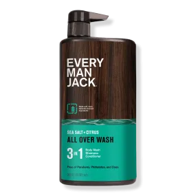 Every Man Jack Sea Salt Hydrating Men's 3-in-1 Body Wash, Shampoo and Conditioner