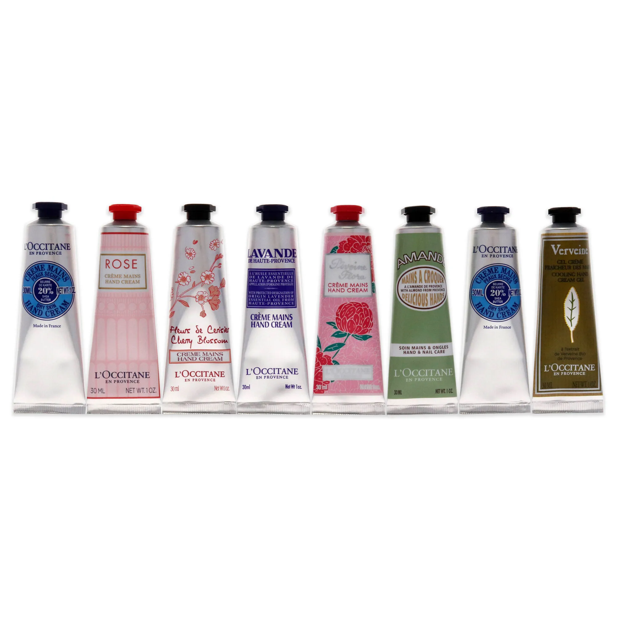 Fantastic 8 Hand Creams Kit by LOccitane for Unisex - 8 x 1 oz Shea Dry Skin, Rose, Cherry Blossom, Lavender, Pivoine Flora, Alm