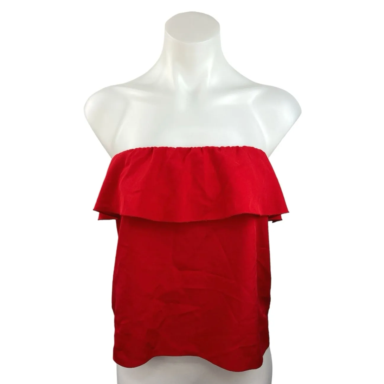 Free People Intimately Red Strapless Stretch Ruffle Sleeveless Blouse Top Size M