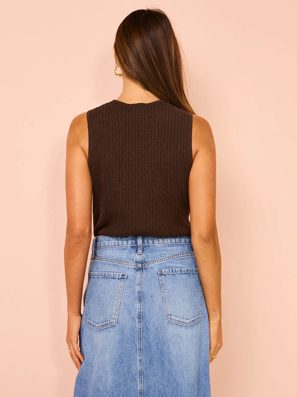 Friends with Frank The Sleeveless Cleo Top in Chocolate Melange