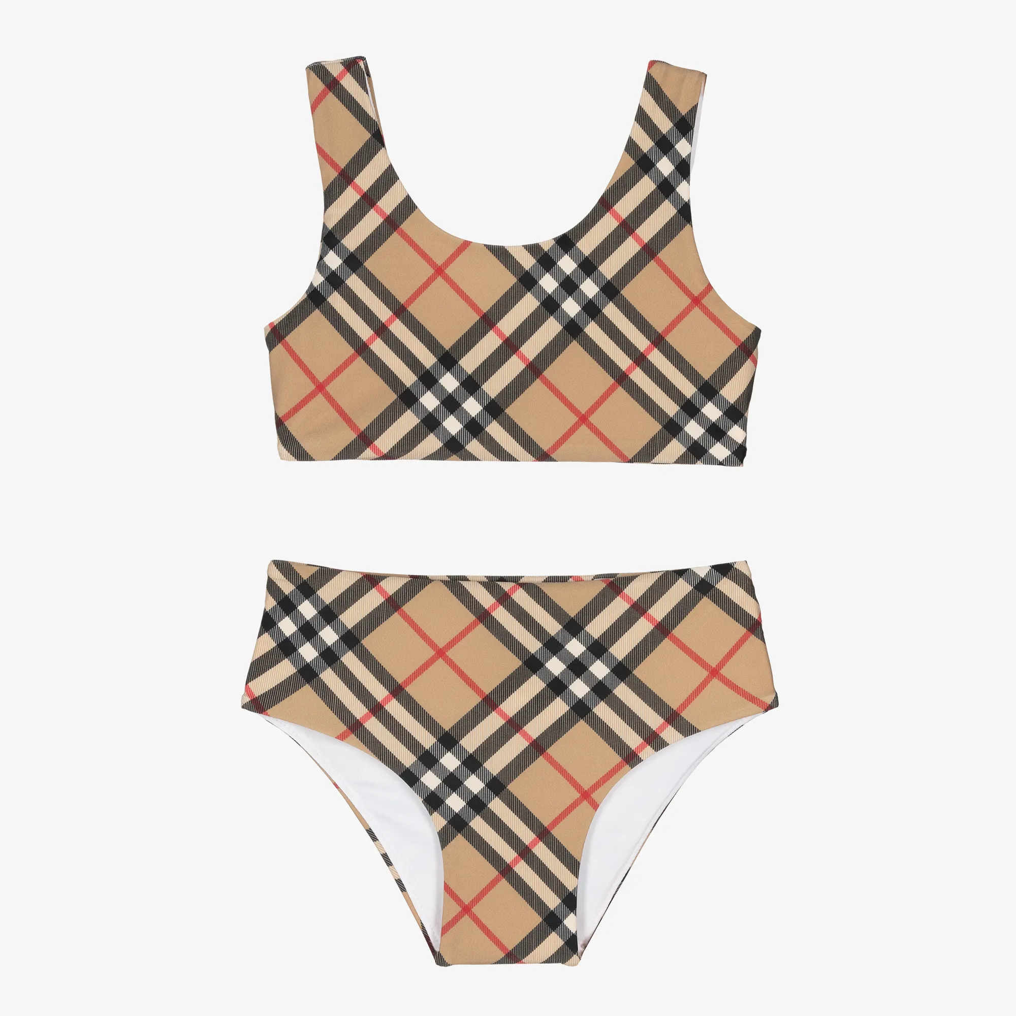 Girls Beige Vintage Check Bikini