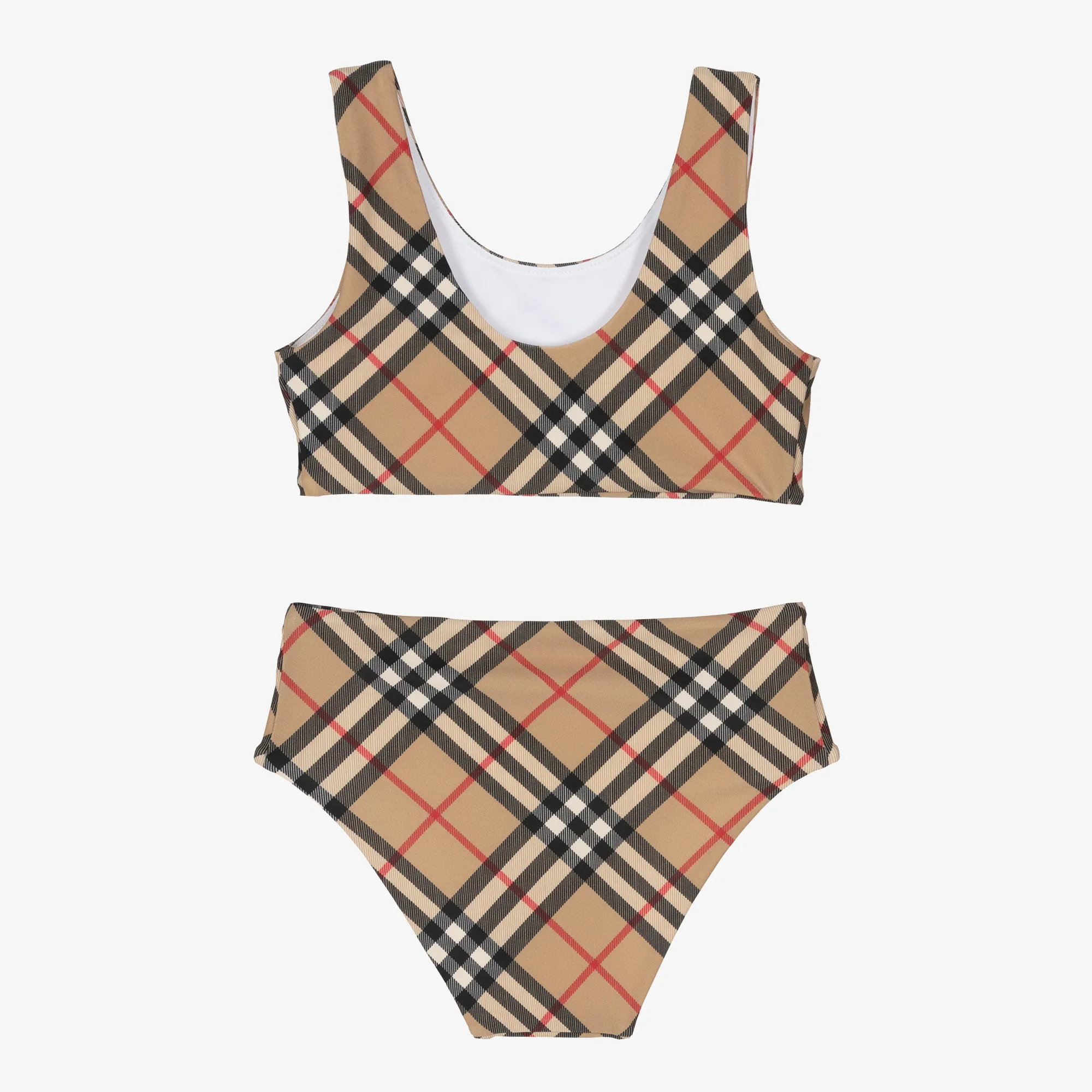 Girls Beige Vintage Check Bikini