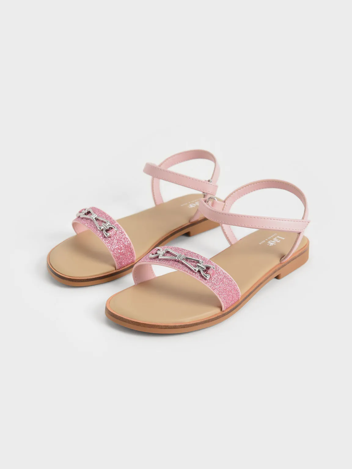 Girls' Metallic Accent Glittered Sandals - Pink