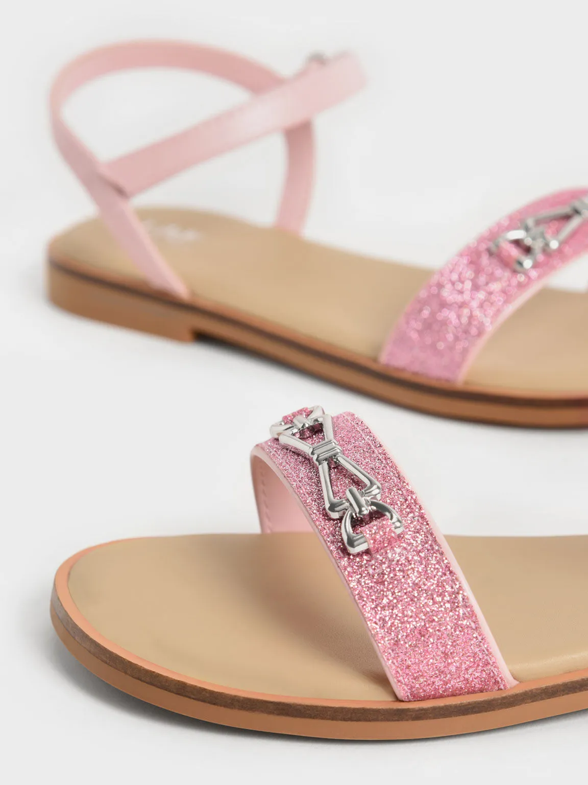 Girls' Metallic Accent Glittered Sandals - Pink