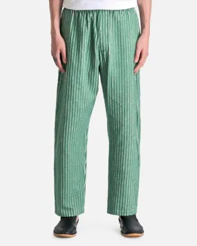 Hand-Frayed Stripe Trouser - Green/Cream