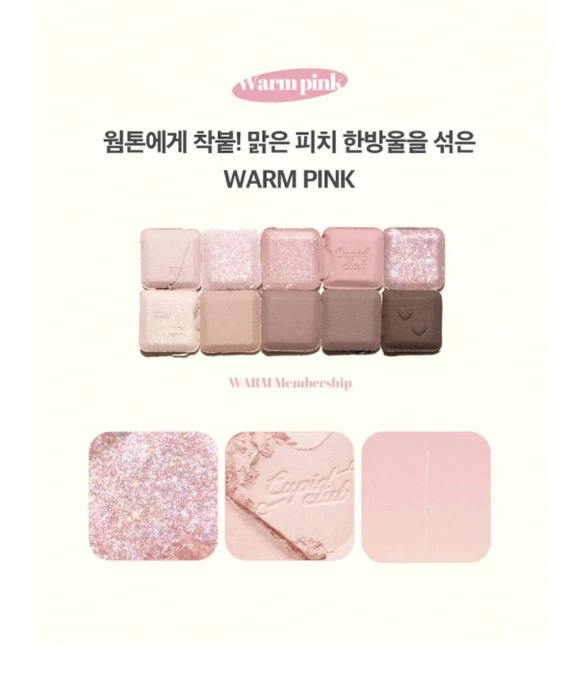 Heart Blush Pink Eyeshadow Glitter Palette 10-color - Kimi