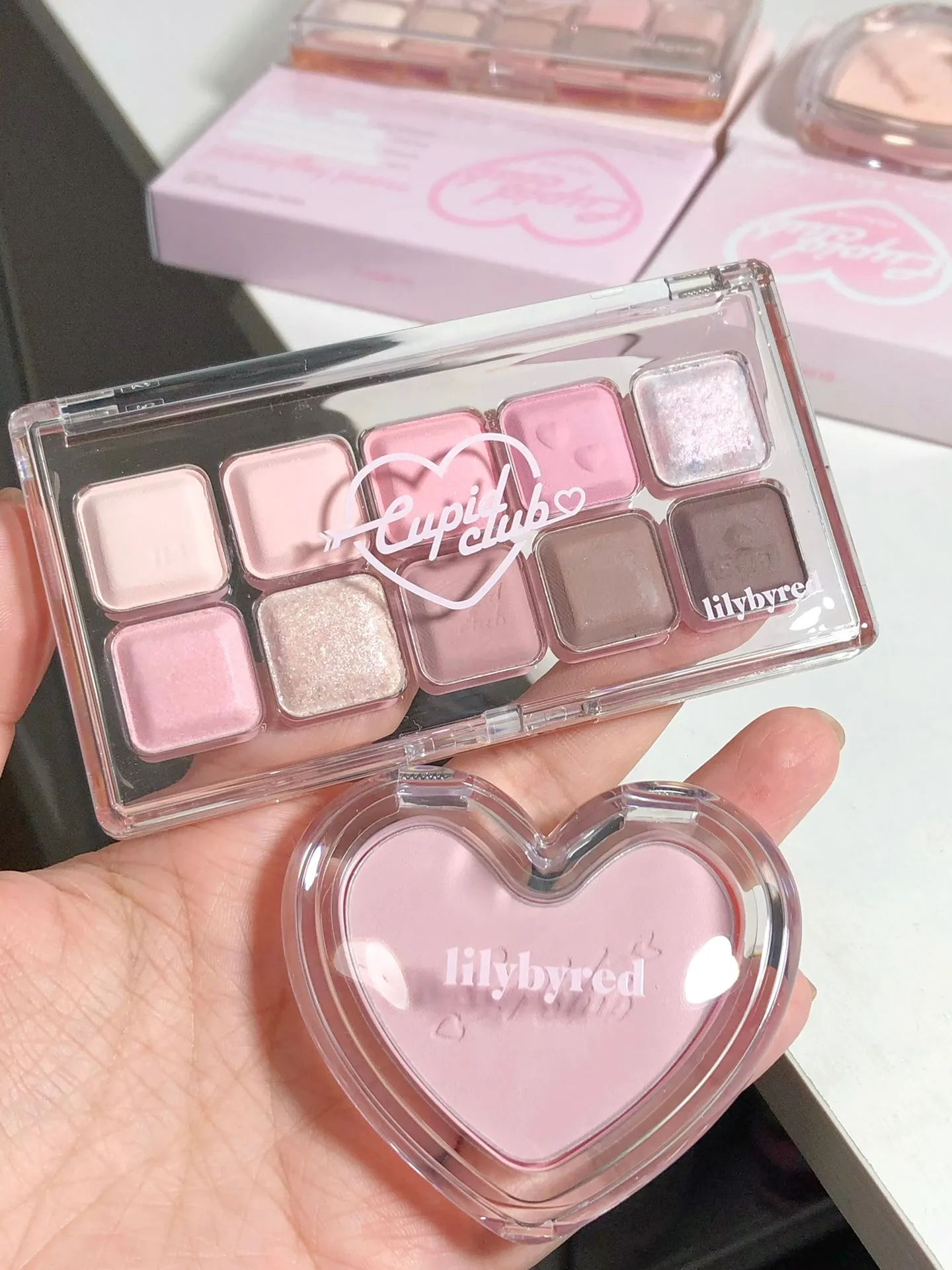 Heart Blush Pink Eyeshadow Glitter Palette 10-color - Kimi