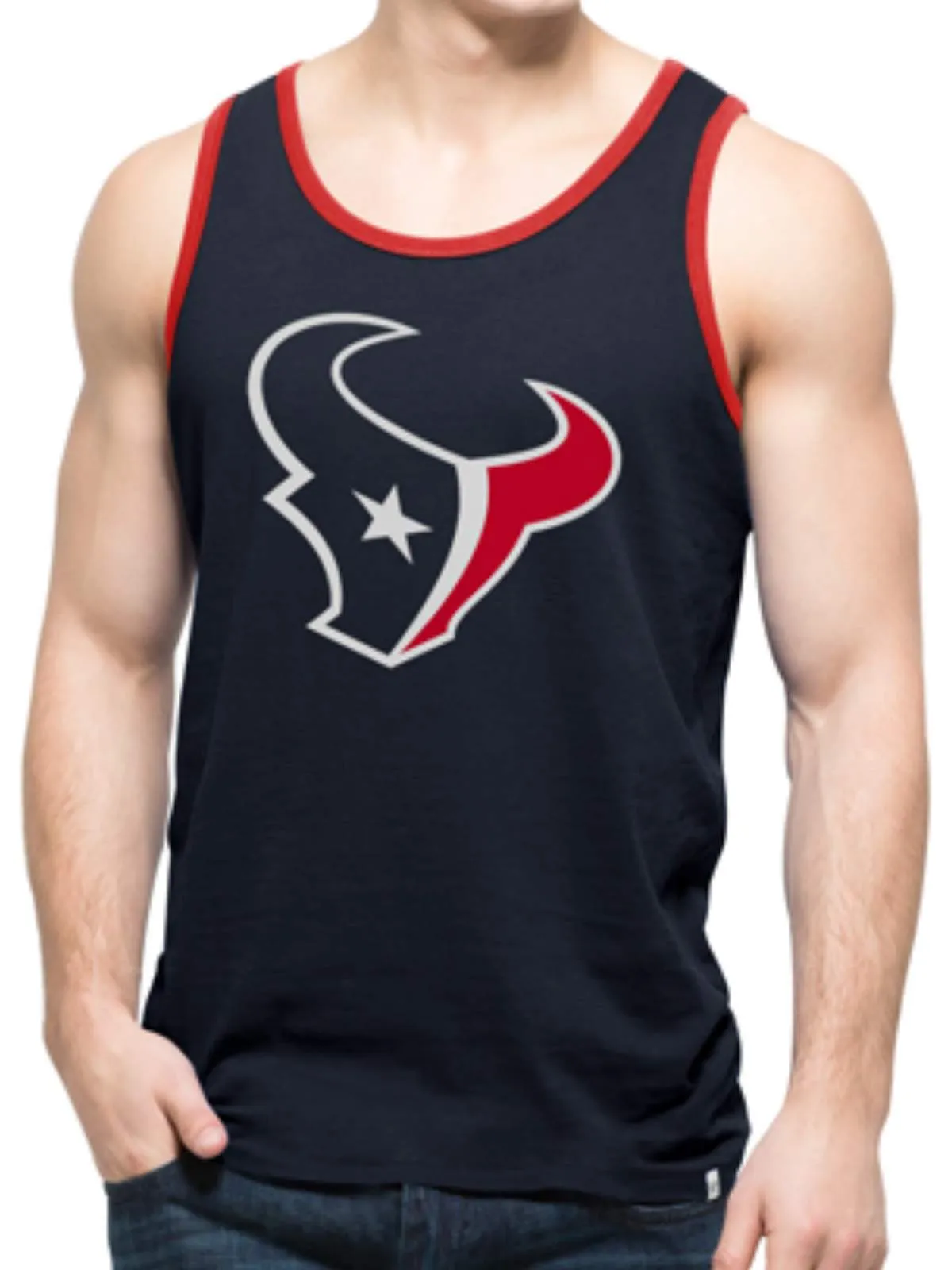 Houston Texans 47 Brand Fall Navy Red Crosstown Sleeveless Tank Top