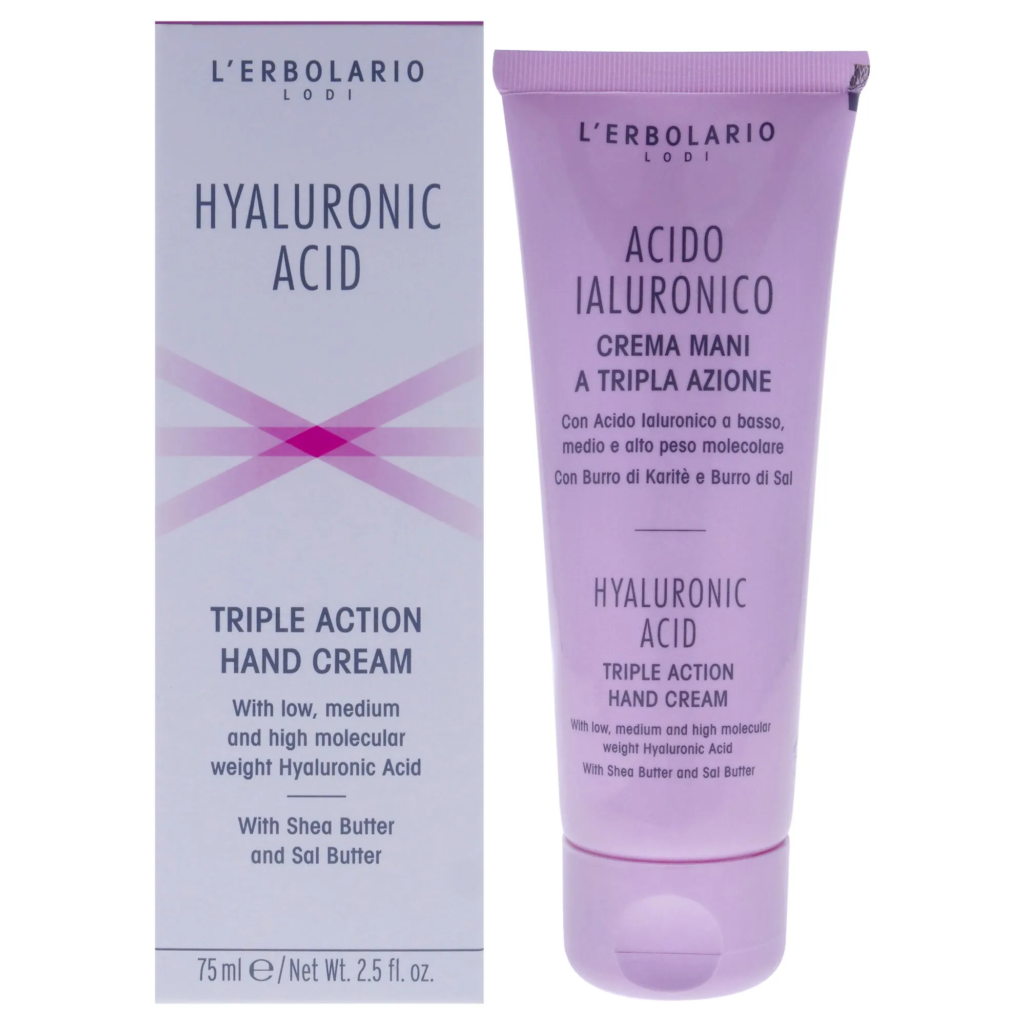 Hyaluronic Acid Triple Action Hand Cream by LErbolario for Unisex - 2.5 oz Cream