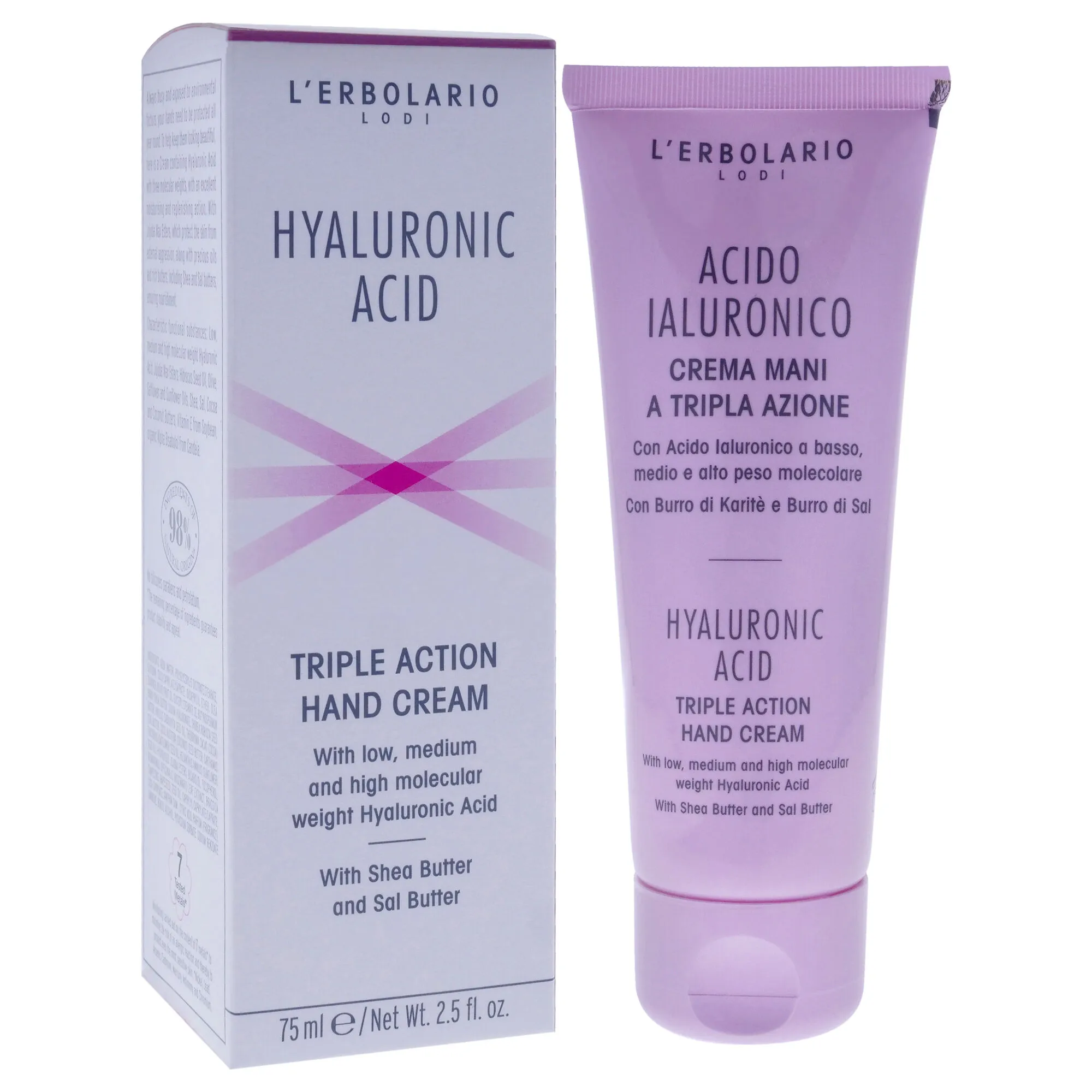 Hyaluronic Acid Triple Action Hand Cream by LErbolario for Unisex - 2.5 oz Cream