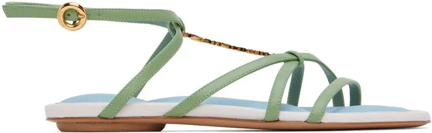 Jacquemus Green 'Les Sandales Pralu Plates' Sandals