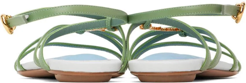 Jacquemus Green 'Les Sandales Pralu Plates' Sandals