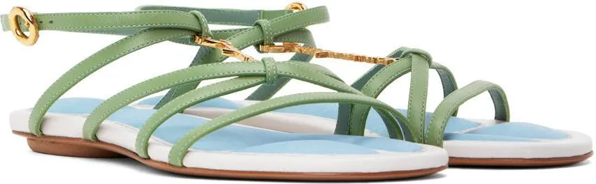 Jacquemus Green 'Les Sandales Pralu Plates' Sandals