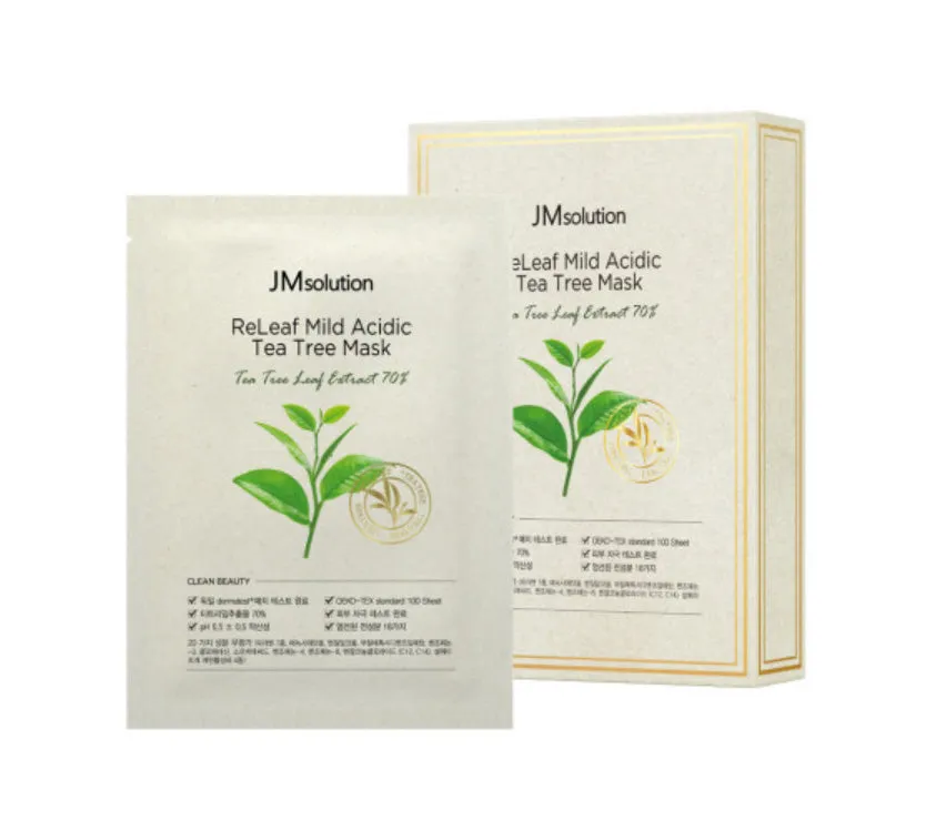 JM Solution ReLeaf Mild Acidic Tea Tree Mask 10p Sensitive Skincare Soothing Moisture